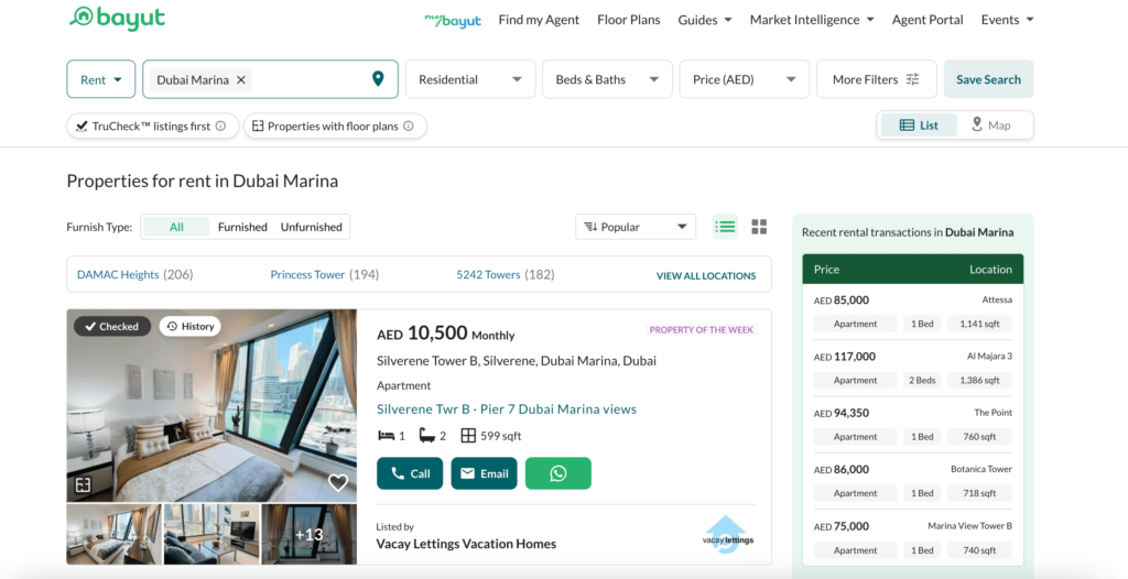 Property listings on Bayut